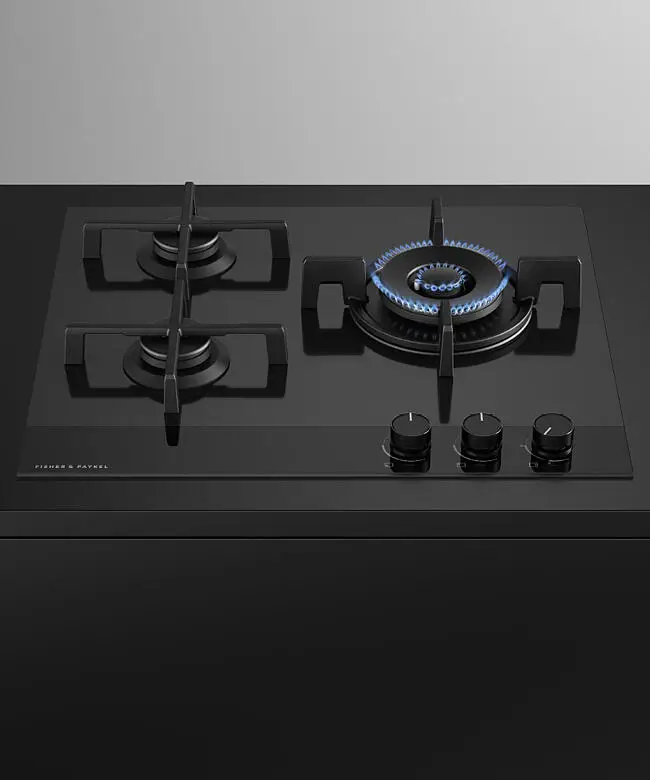Fisher & Paykel Series 9 CG603DLPGB4 600mm Wide 'Gas on Glass' 3 Burner, Minimal Style