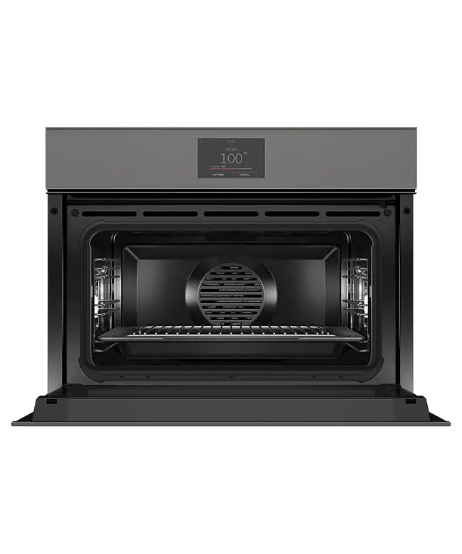 Fisher & Paykel Series 9 OS60NMTNG1 Compact Combination Steam Oven 55L, 23 Function, 5" Touchscreen, Minimal (Grey Glass), WiFi, compatible with SmartHQ App - Handle-less & No Dial Design (Auto open / close Door)