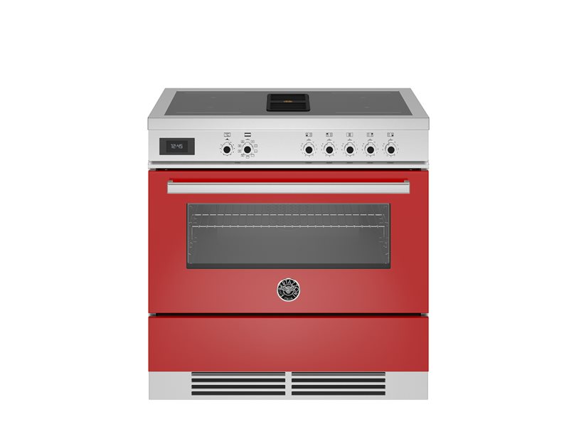 Bertazzoni Professional Series 90 cm Air-Tec cooker with induction top and integrated hood, electronic oven