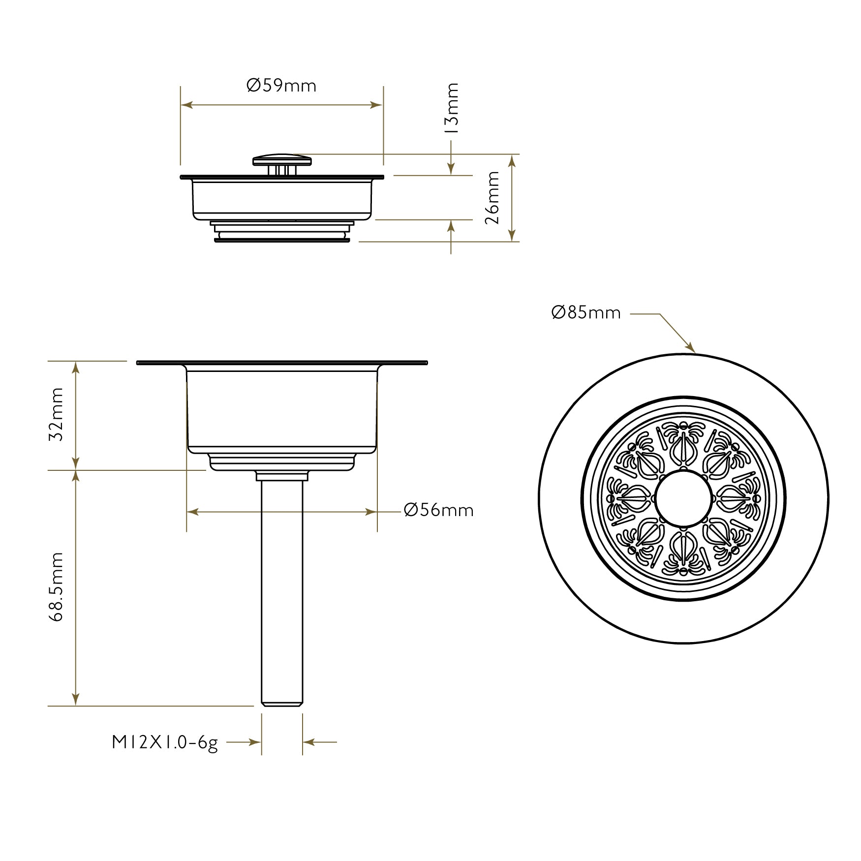 Bidbury & Co 1.5" Traditional Waste