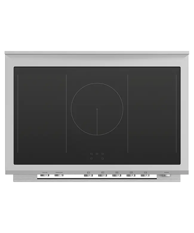 Fisher & Paykel Series 9 OR90SDI6X1 900mm Wide, Contemporary Stainless Steel, Single Cavity Pyroclean Oven with Induction Hob, Full Width Warming Drawer and 2 x Fully Extending Telescopic Shelves