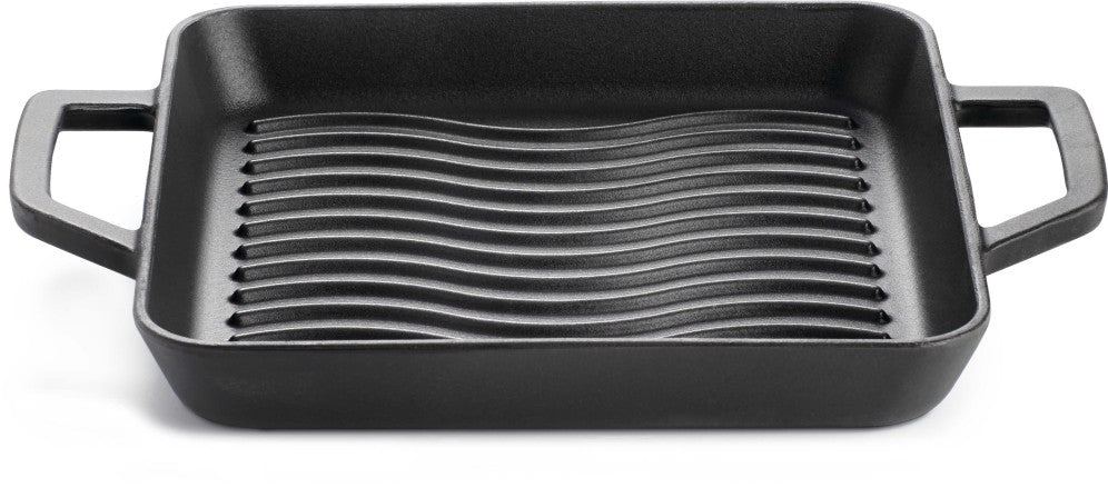 Napoleon Cast Iron Griddle Pan | 25x25 cm BBQ Griddle | Porcelain Coated Cast Iron Pan | WAVE Sear Mark Pan | Caterbitz UK
