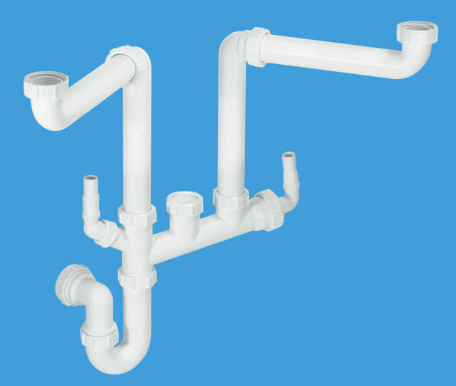 NEW Mc alpine 2 Bowl Kitchen sink Space Saving Plumbing Kit SSK2 BR976
